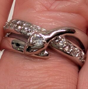 Platinum with Diamonds Snake Ring sz-6